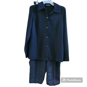 Black Pantsuit Small Top / 8 Petite Pants Work Coordinated Set